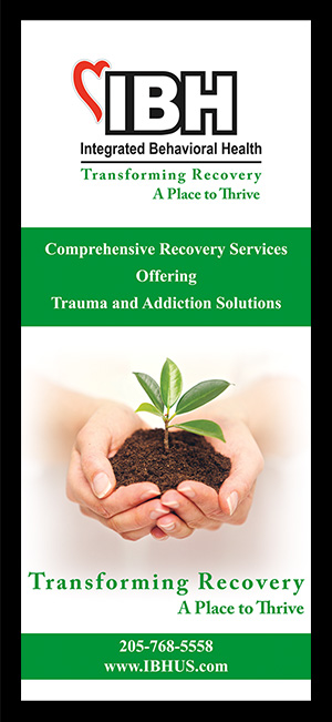 Integrated Behavioral Health Recovery Services Rack Card.