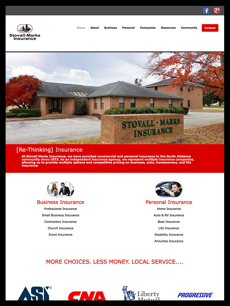 Stovall-Marks Insurance Company Website Design.