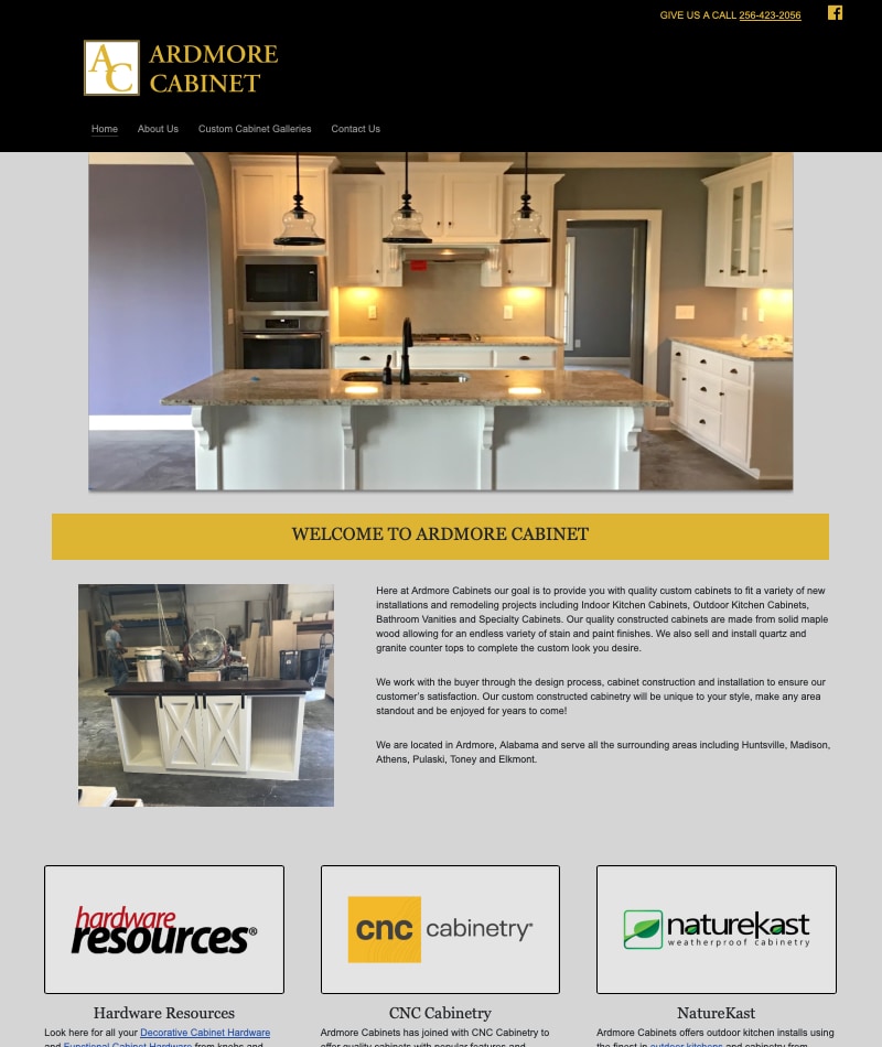 Ardmore Cabinet Shop Website Design by Empty Tomb Graphics.