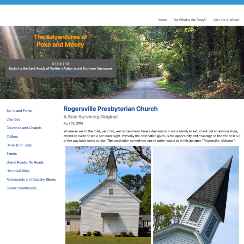 Poke n Mosey Adventure Blog Website Design by Empty Tomb Graphics.