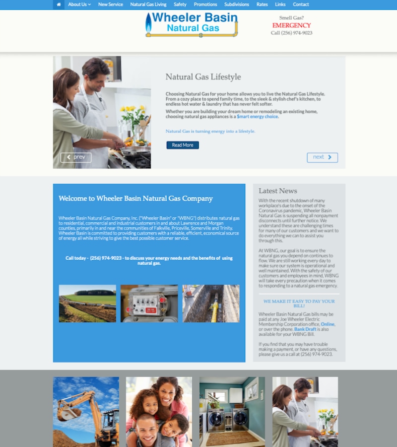 Wheeler Basin Natural Gas Company Website Design by Empty Tomb Graphics.